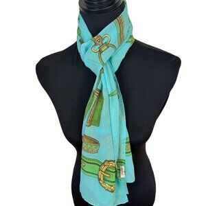Echo Womens Green Chain Link Pattern Neck Head Scarf Scarves
